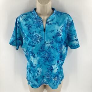 Borah Women’s 1/2 Zip Cycling Jersey Blue Floral Pattern Size Medium ? 818
